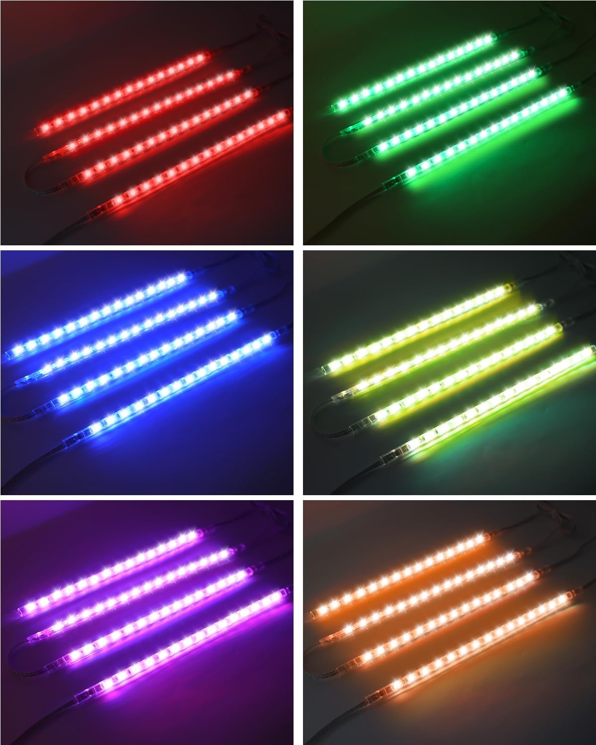 Cefrank Color Cabinet Lighting, 4pcs 12"(30cm) Linkable RGB LED Light Bar Kit for Display Cabinet, Smart App & Remote Control, Music Sync, Scene Modes, Multi-Colors