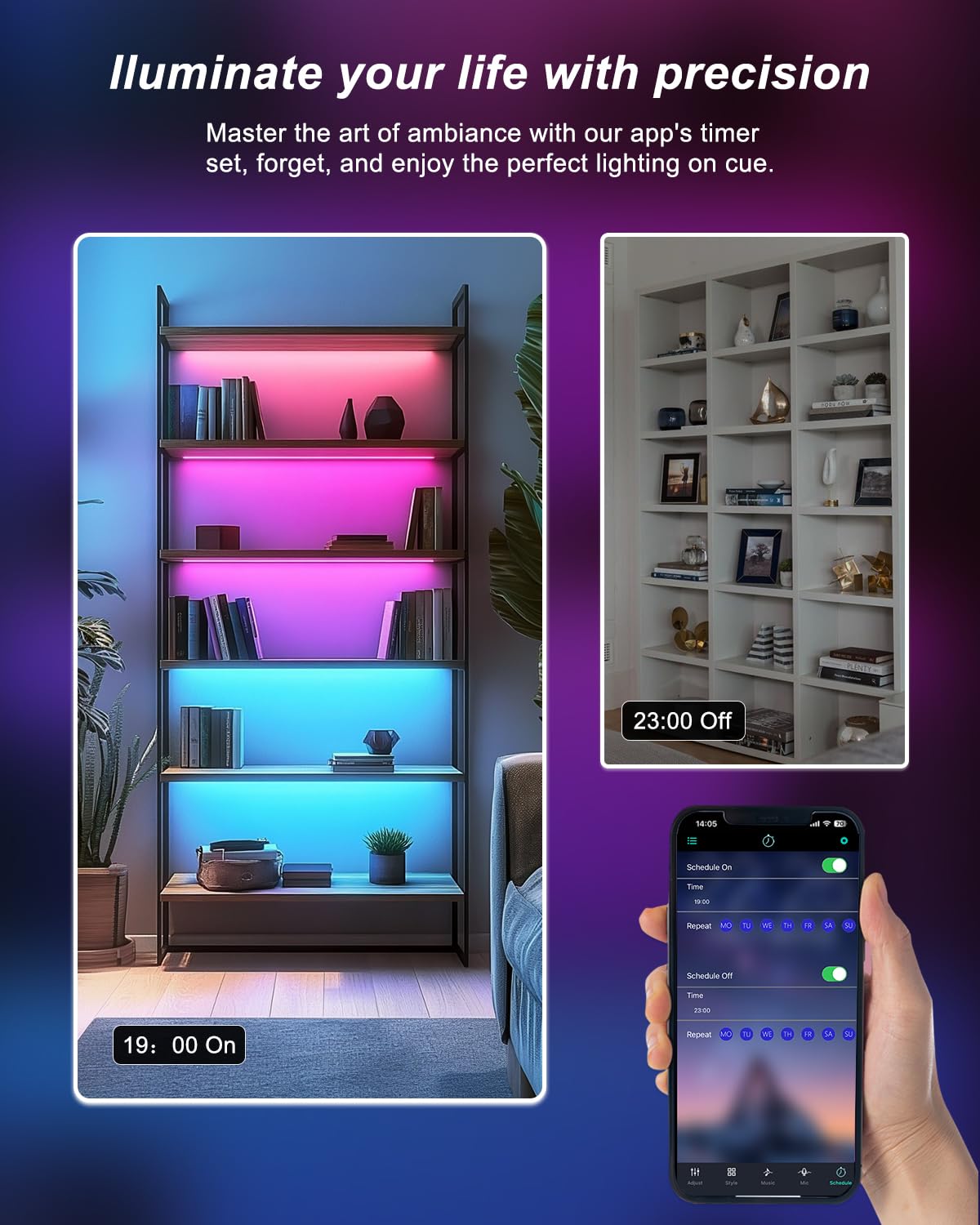Cefrank Color Cabinet Lighting, 4pcs 12"(30cm) Linkable RGB LED Light Bar Kit for Display Cabinet, Smart App & Remote Control, Music Sync, Scene Modes, Multi-Colors