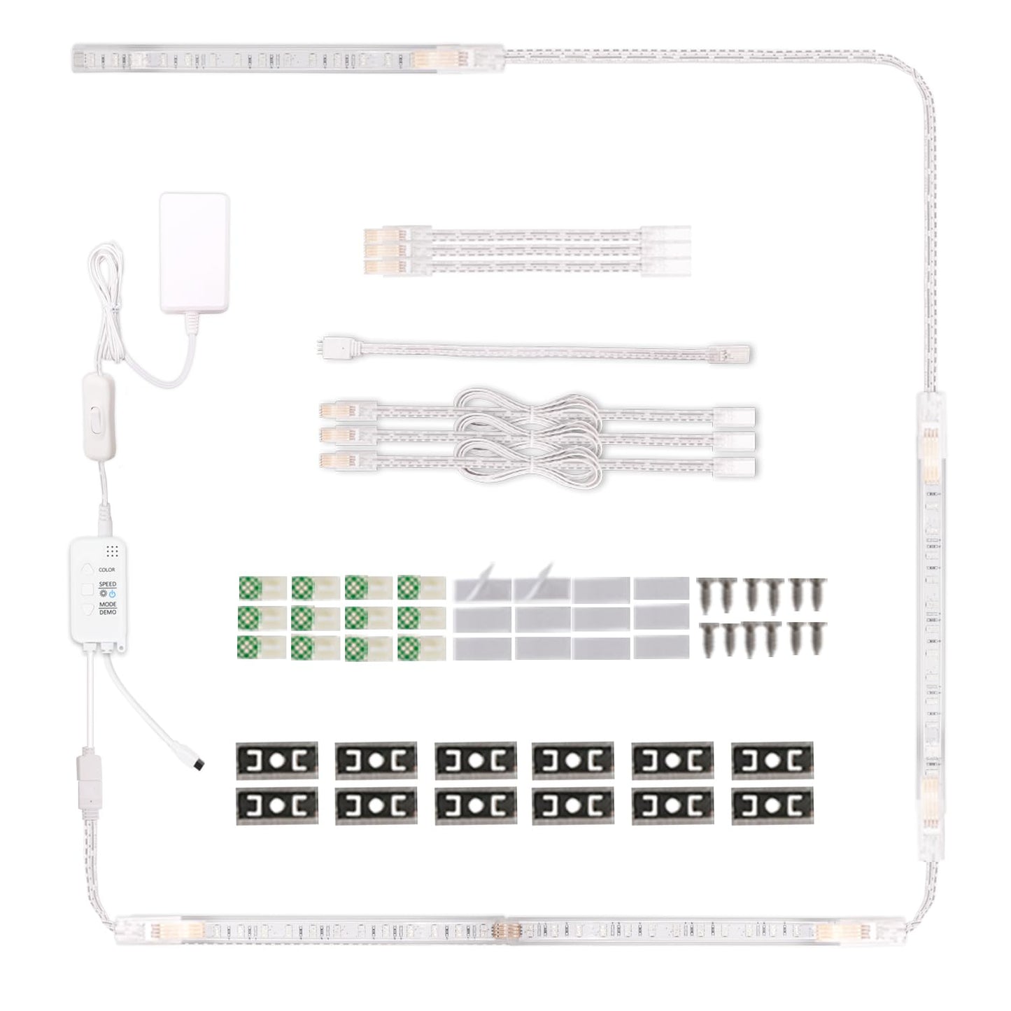 Cefrank Color Cabinet Lighting, 4pcs 12"(30cm) Linkable RGB LED Light Bar Kit for Display Cabinet, Smart App & Remote Control, Music Sync, Scene Modes, Multi-Colors