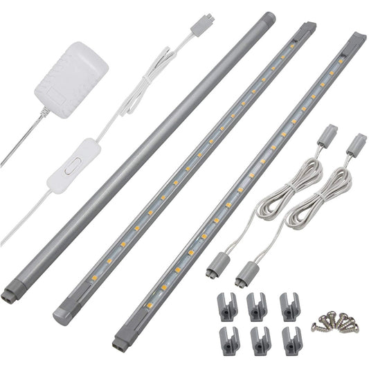 Cefrank Under Cabinet Light Strip, 3 x 12'' Linkable LED Bars , Slim Bright Counter Lighting - 11 Watt, 900LM Accent Shelves LED Light for Kitchen,Office