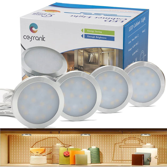 Dimmable Under Cabinet Light, Set of 4 Puck Lights, 8W 680LM