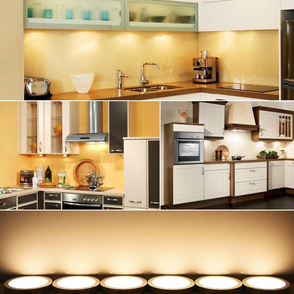 Dimmable Under Cabinet Light, Set of 4 Puck Lights, 8W 680LM