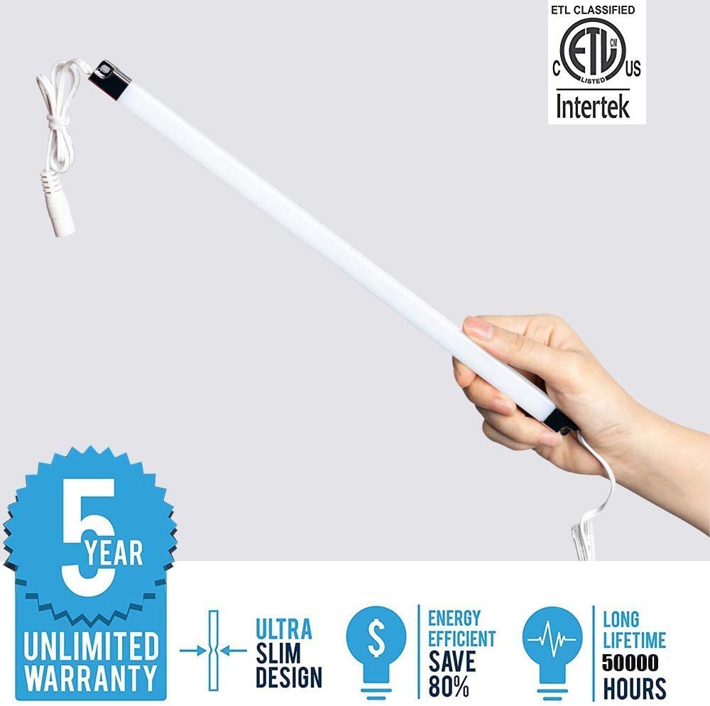 Cefrank Led Light Strips Kit, (6) 12’’ Linkable Light Bars + Rocker Switch + Power Adapter, Under Cabinet Lighting, Gun Safe, Locker, Closet, Shelf, Showcase Lighting