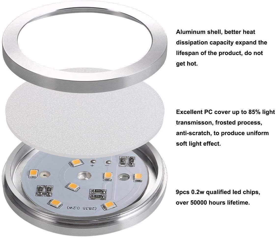 Dimmable Under Cabinet Light, Set of 4 Puck Lights, 8W 680LM
