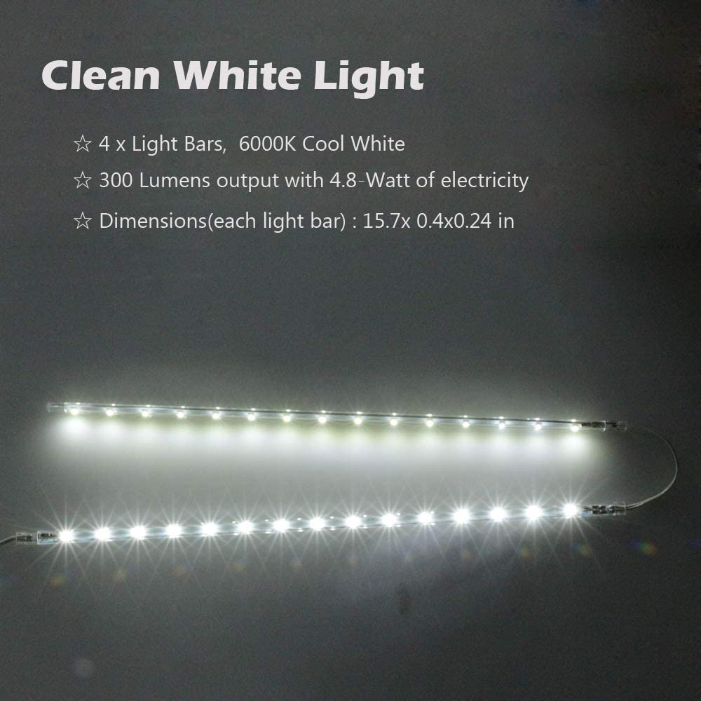 Cefrank 40cm Linkable 14inch Bookshelf Lights Set of 4 LED Light Bar Kit for Display Cabinet