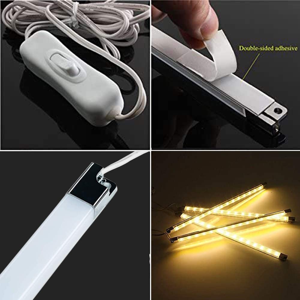 Cefrank Led Light Strips Kit, (6) 12’’ Linkable Light Bars + Rocker Switch + Power Adapter, Under Cabinet Lighting, Gun Safe, Locker, Closet, Shelf, Showcase Lighting
