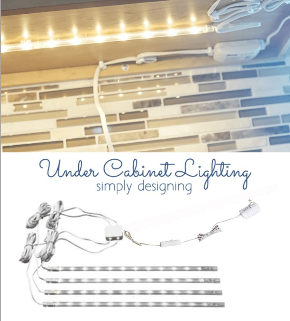 Cefrank 40cm Linkable 14inch Bookshelf Lights Set of 4 LED Light Bar Kit for Display Cabinet
