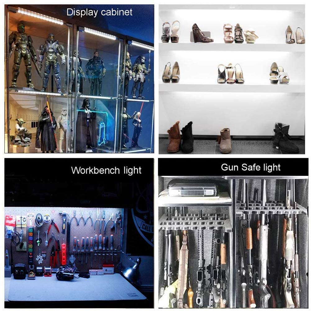 Cefrank Led Light Strips Kit, (6) 12’’ Linkable Light Bars + Rocker Switch + Power Adapter, Under Cabinet Lighting, Gun Safe, Locker, Closet, Shelf, Showcase Lighting