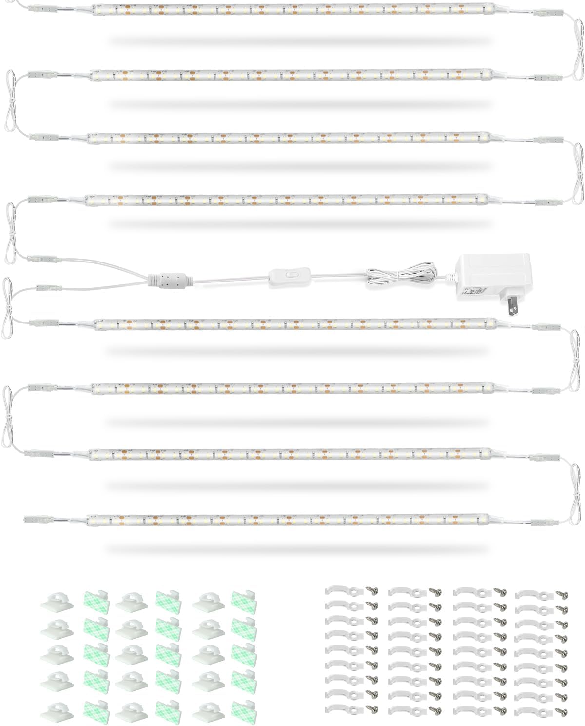 Cefrank LED Under Shelf Display Case Lighting Kit 8×12" Linkable Lights Strips Set 20W
