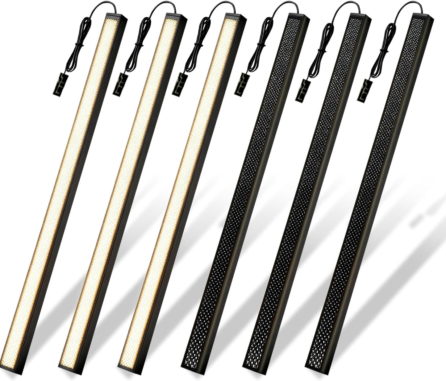 Cefrank LED Slat Wall Lights, 6-Pack 16 inch Dimmable Cozy Strip Lights with Touch Switch Lumisense Matte Black Finish, 3000K Warm White