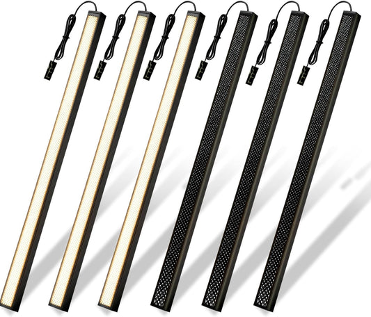 Cefrank LED Slat Wall Lights, 6-Pack 16 inch Dimmable Cozy Strip Lights with Touch Switch Lumisense Matte Black Finish, 3000K Warm White