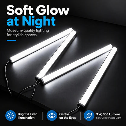 Cefrank Display Case Lights, 4-Pack 12" 30cm Under Cabinet LED Bars 1200lm • Plug-in • Ultra-slim bar for Curio Hutches, Bookcases, Pantry, Closets, Kitchen Counters
