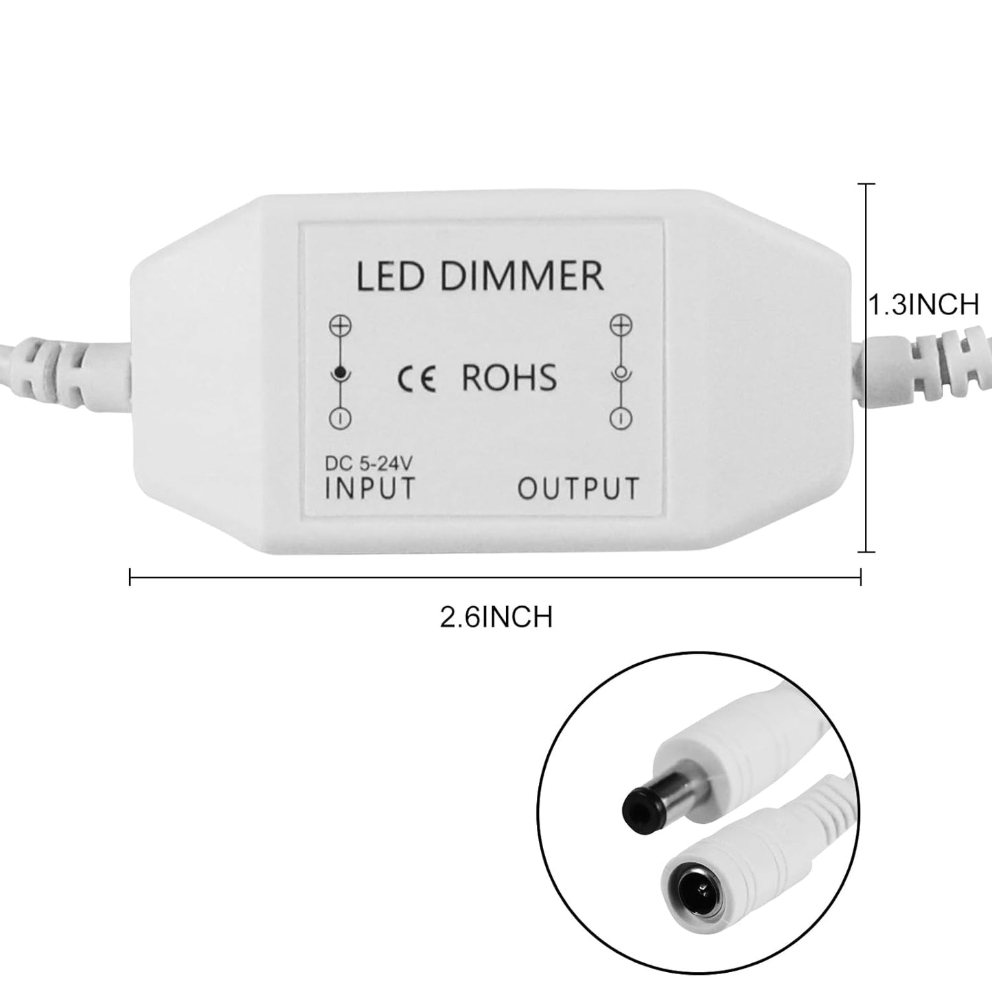 LED Strip Dimmer Switch with DC Female Male Adapter, Mini LED Lamp Lighting Accessories, Dimmer Controller Inline Dimmer Switch for LED String Lights Outdoor Christmas Lights