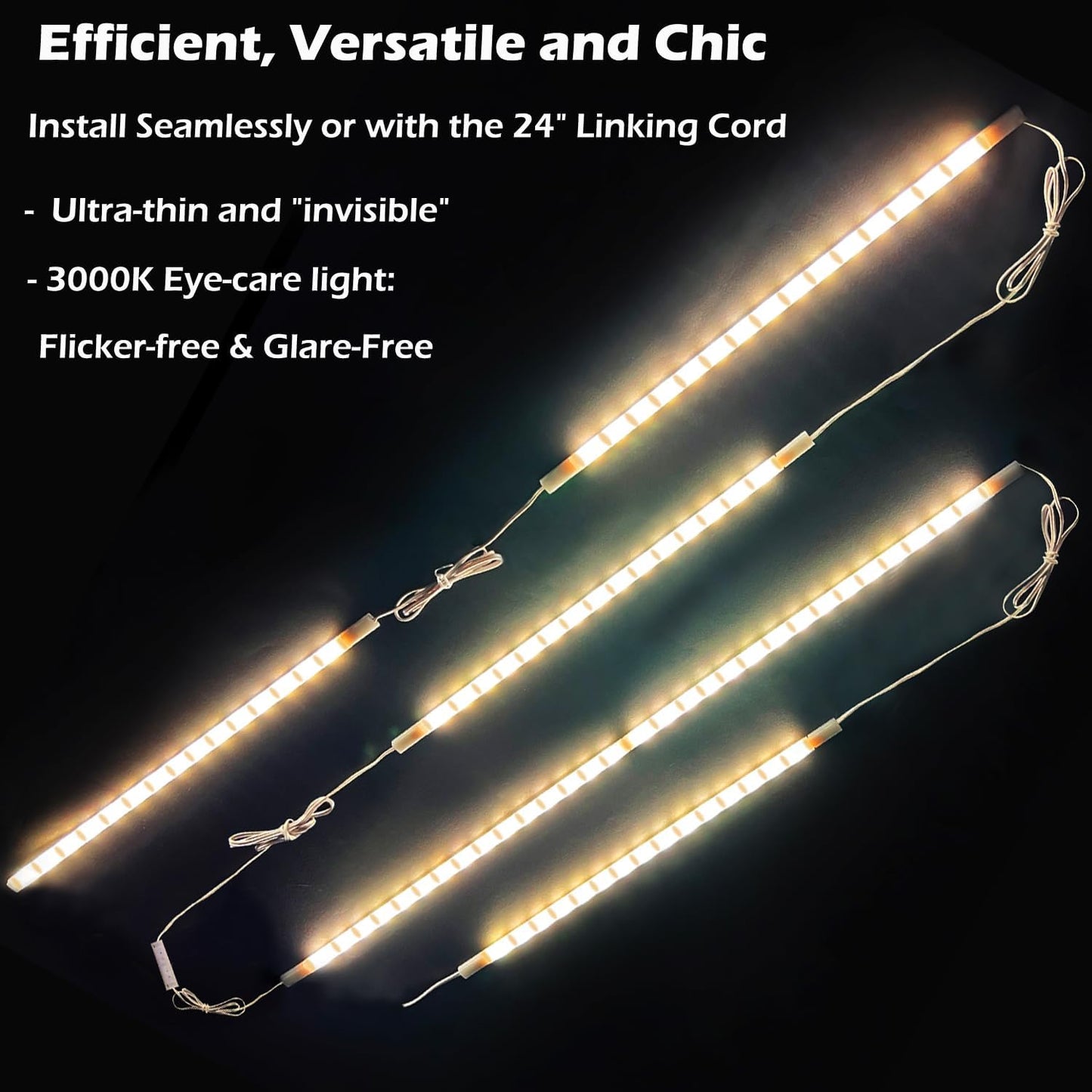 LED Under Cabinet Lighting 6-Pack 12 inch (30cm) Seamlessly Linkable Strip Light Bars for Cabinet, Kitchen, Shelf, Workbench, Cupboard Lighting, 1200 Lumen