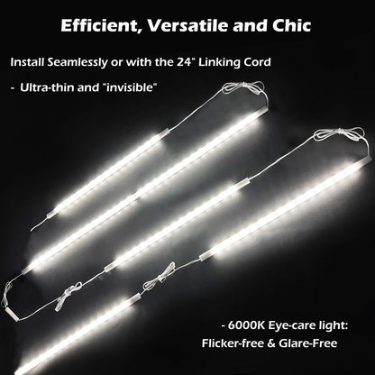 LED Under Cabinet Lighting 6-Pack 12 inch (30cm) Seamlessly Linkable Strip Light Bars for Cabinet, Kitchen, Shelf, Workbench, Cupboard Lighting, 1200 Lumen