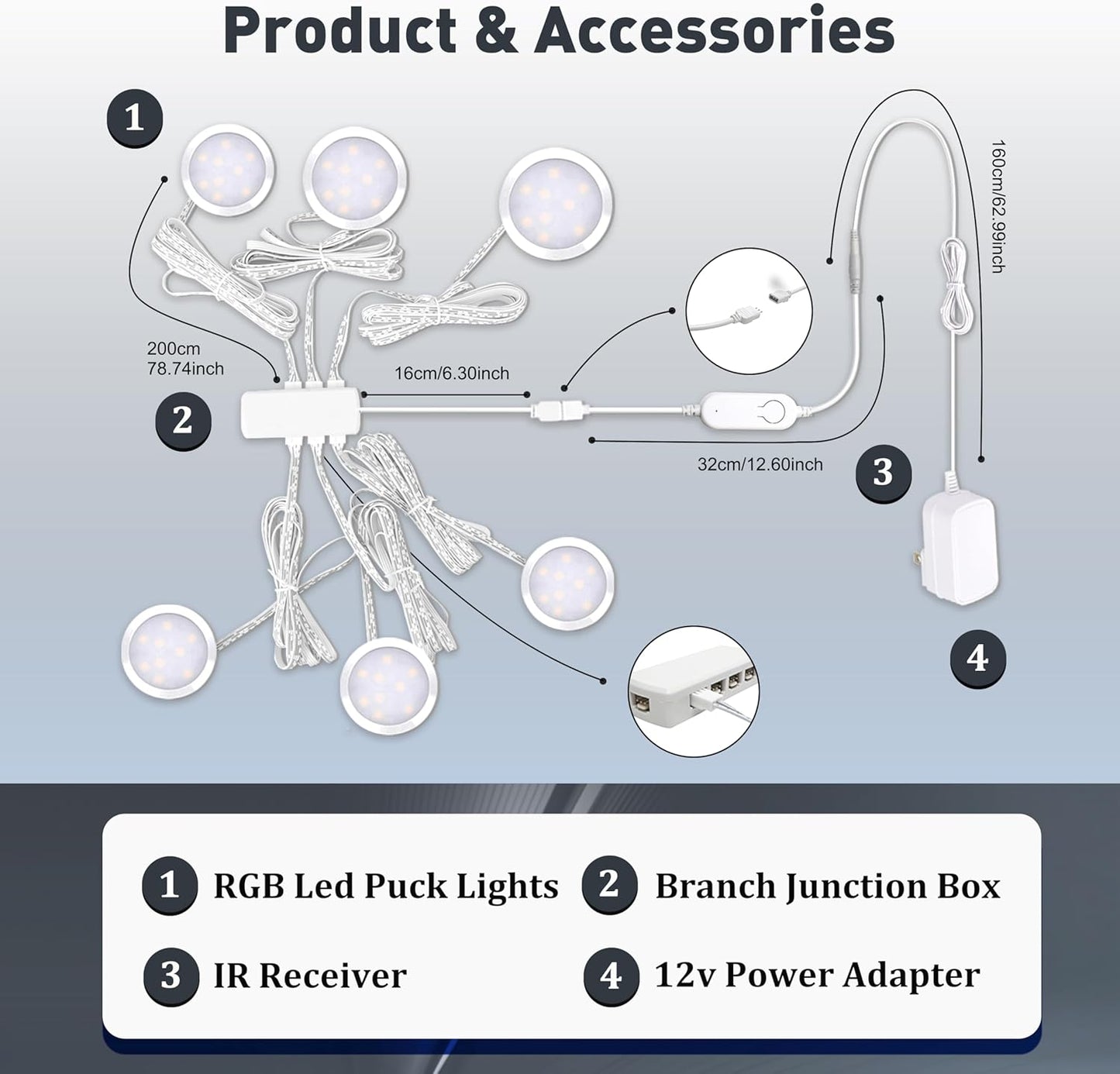 Cefrank Smart WiFi Puck Lights (6-Pack) - Alexa & App Controlled Under Cabinet Lighting Kit, Dimmable, 2700K-6000K Adjustable White, Easy Install for Shelves, Closets, Safes