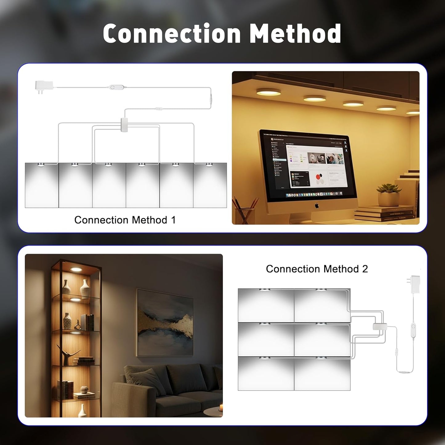 Cefrank Smart WiFi Puck Lights (6-Pack) - Alexa & App Controlled Under Cabinet Lighting Kit, Dimmable, 2700K-6000K Adjustable White, Easy Install for Shelves, Closets, Safes