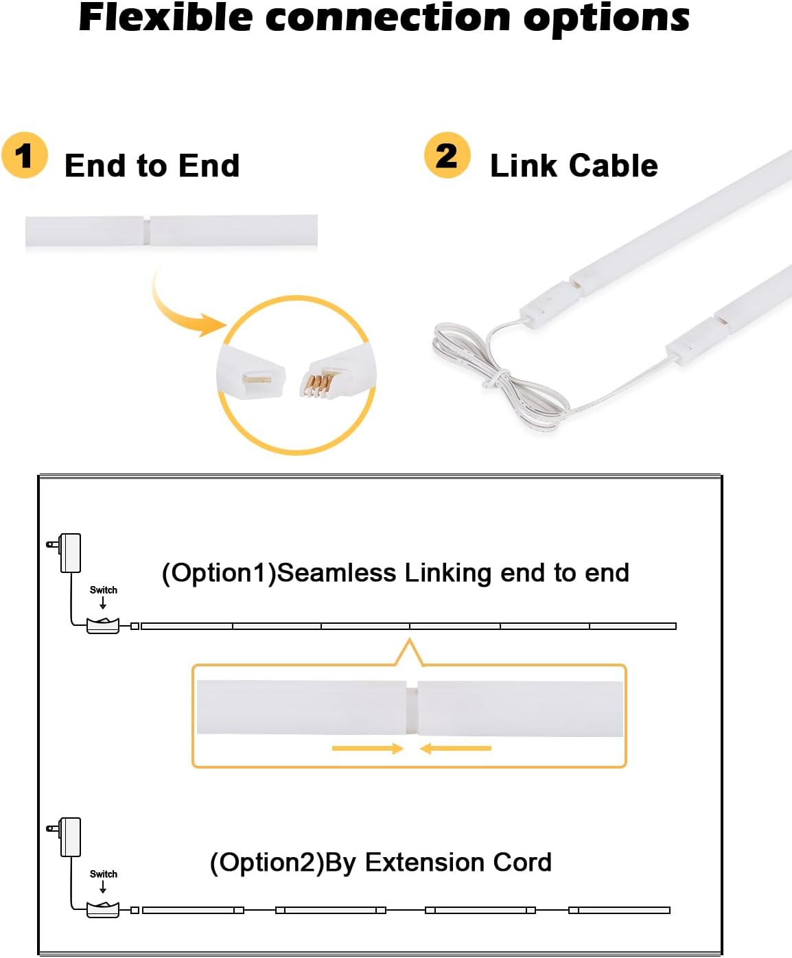 LED Under Cabinet Lighting 6-Pack 12 inch (30cm) Seamlessly Linkable Strip Light Bars for Cabinet, Kitchen, Shelf, Workbench, Cupboard Lighting, 1200 Lumen