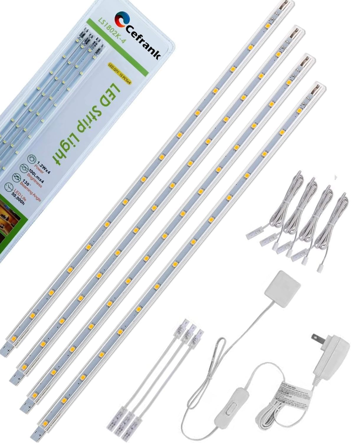 Set mit 4 LED-Lichtleisten für Vitrinen