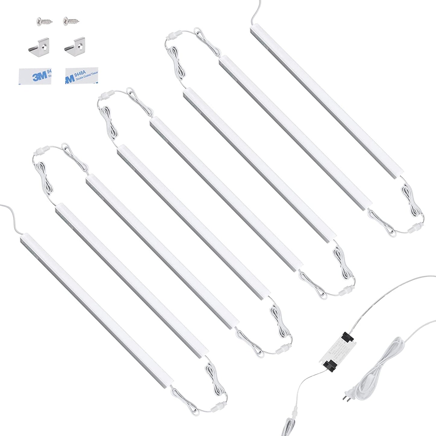 8pcs 12" V-Shape Linkable LED Light Bars Under Cabinet Lighting - Pure White - 6000K
