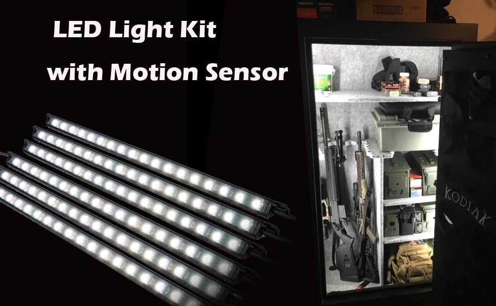 Motion Sensor 6 LED Safe Light Bars with Power Adapter for Under