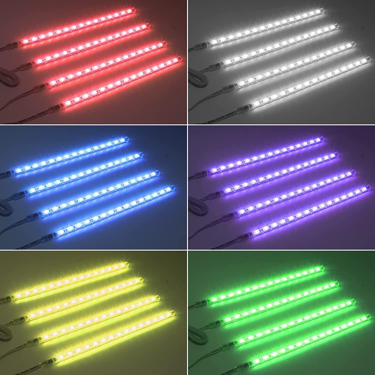 LED Display Light Bar Kit - (4) 16inches Plug-in Linkable Strip Lights for  Large Display Cabinet - Series + Parallel Connection - White 6000K