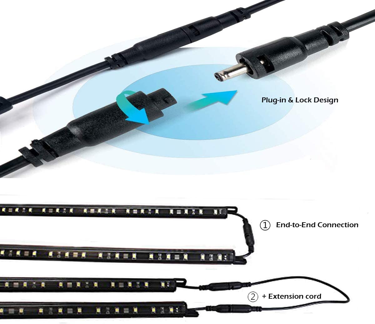 Motion Sensor 6 LED Safe Light Bars with Power Adapter for Under