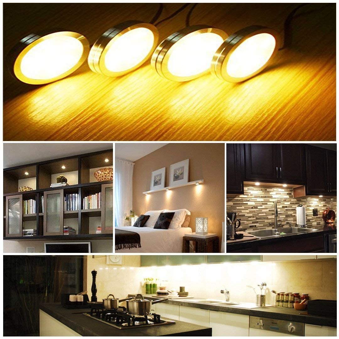 Dimmable Under Cabinet Light, Set of 4 Puck Lights, 8W 680LM